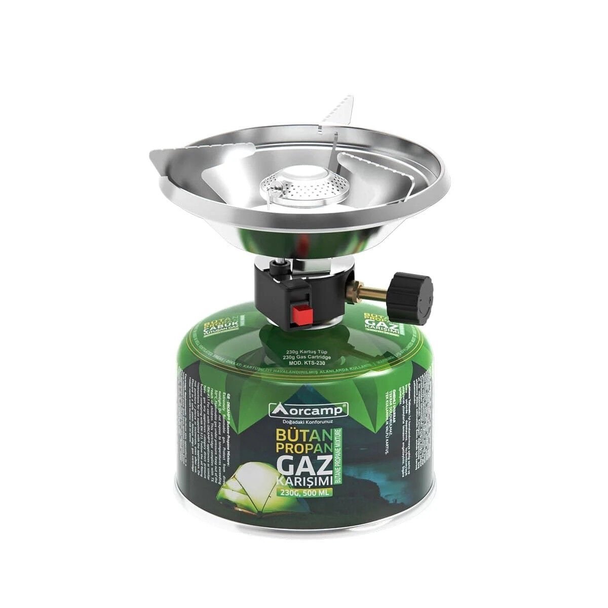 Orcamp Çakmaklı Rüzgarlıklı Kamp Ocağı 230 Gram Tüplü Set